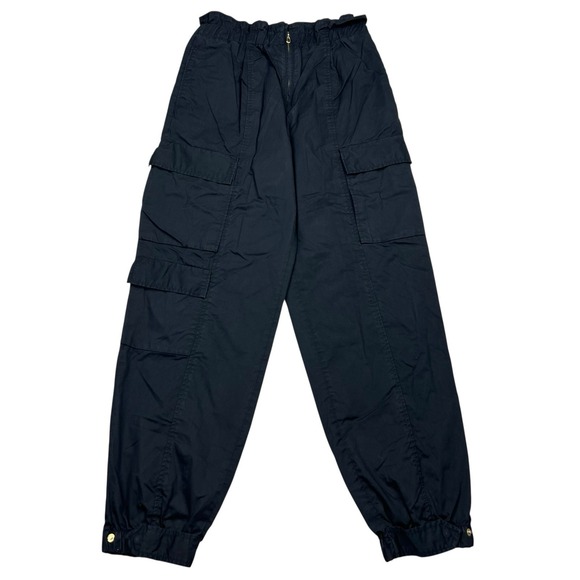 Sandro Cargo Pants Womens Size 38 Black High Rise Wide Leg Utility - Picture 1 of 8